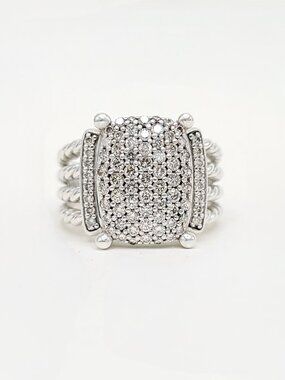 David Yurman Wheaton Pave Ring w/ Pavé White Diamonds - 16.7mm - Size 9.5